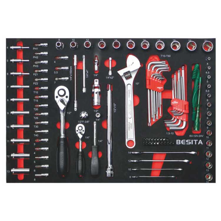 百思泰106件套筒扳手类工具托组套