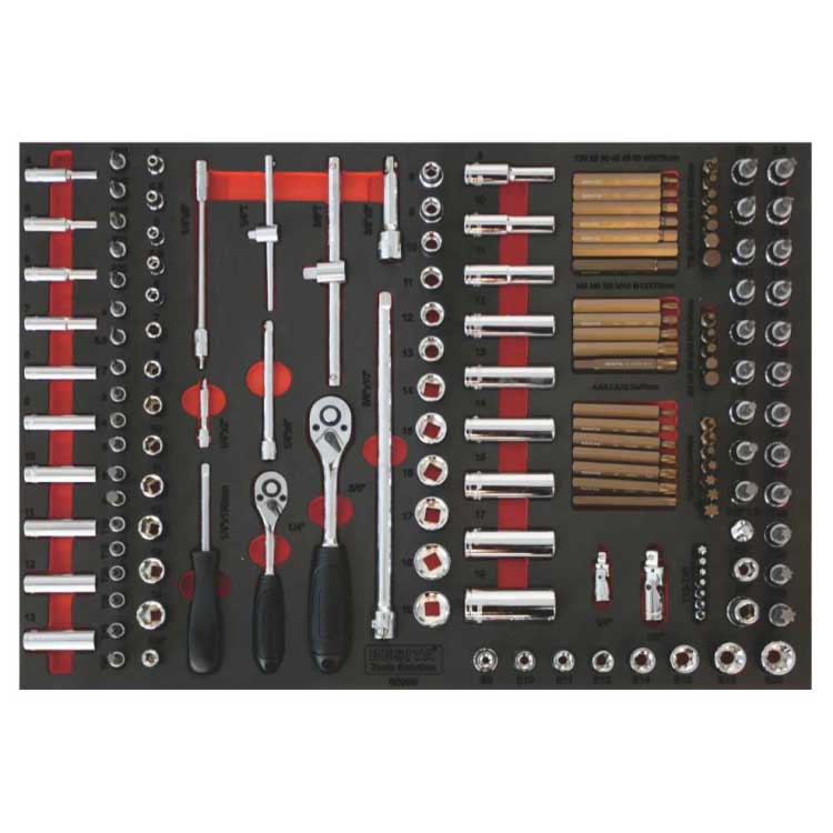 百思泰153件6.3mm、10mm套筒工具托组套6699B